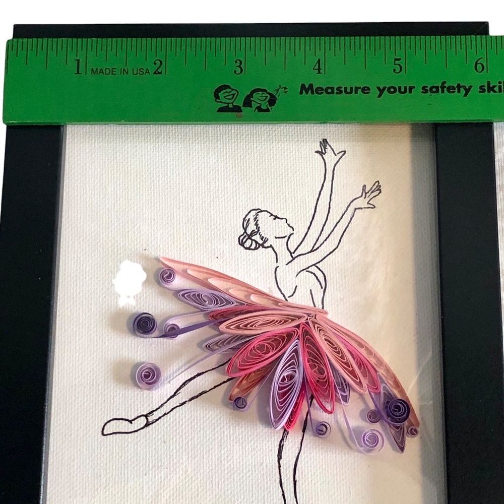 Handmade Quilled Art Ballerina framed pink purple 6 x 8 Quilling - Picture 8 of 11